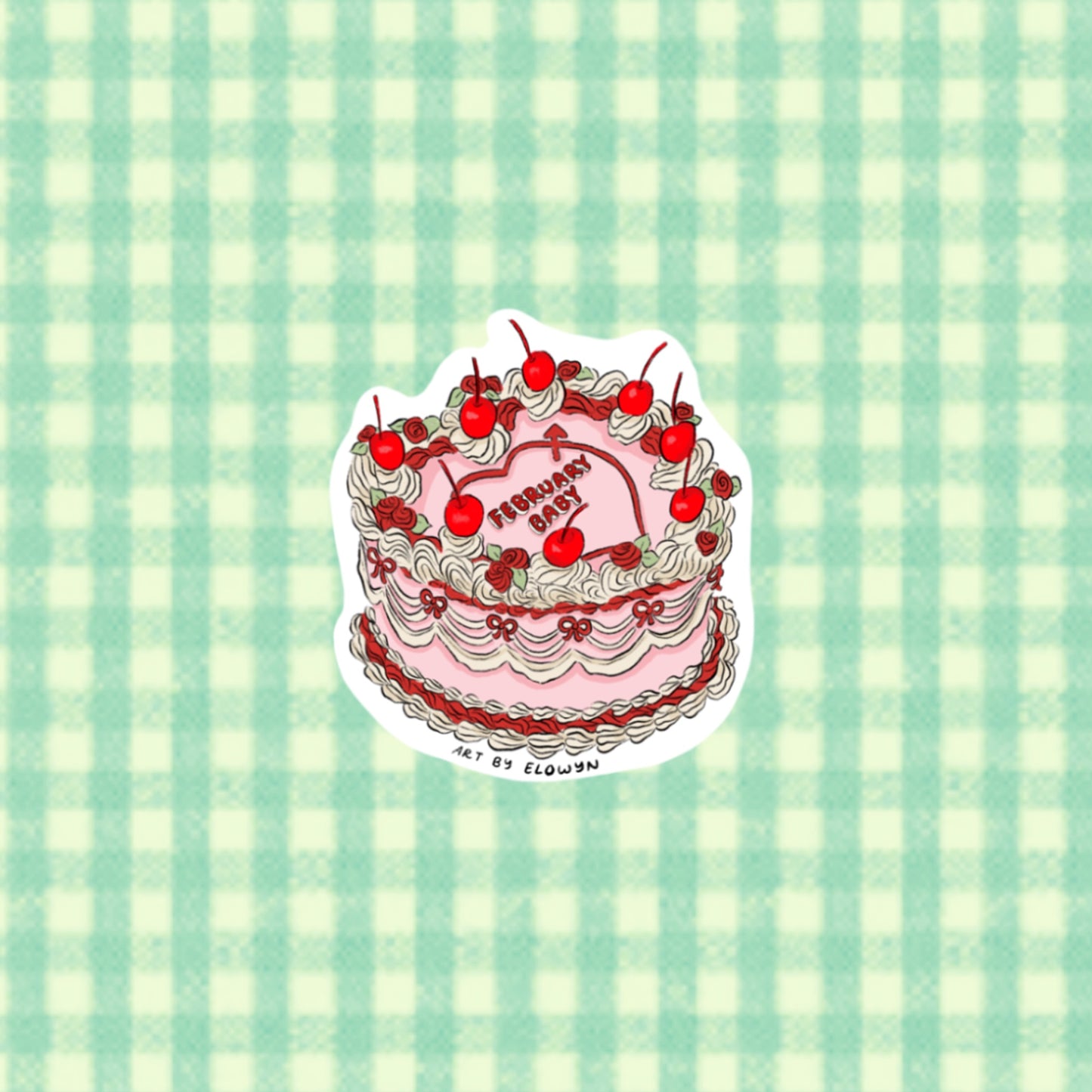 February Baby Cake Sticker