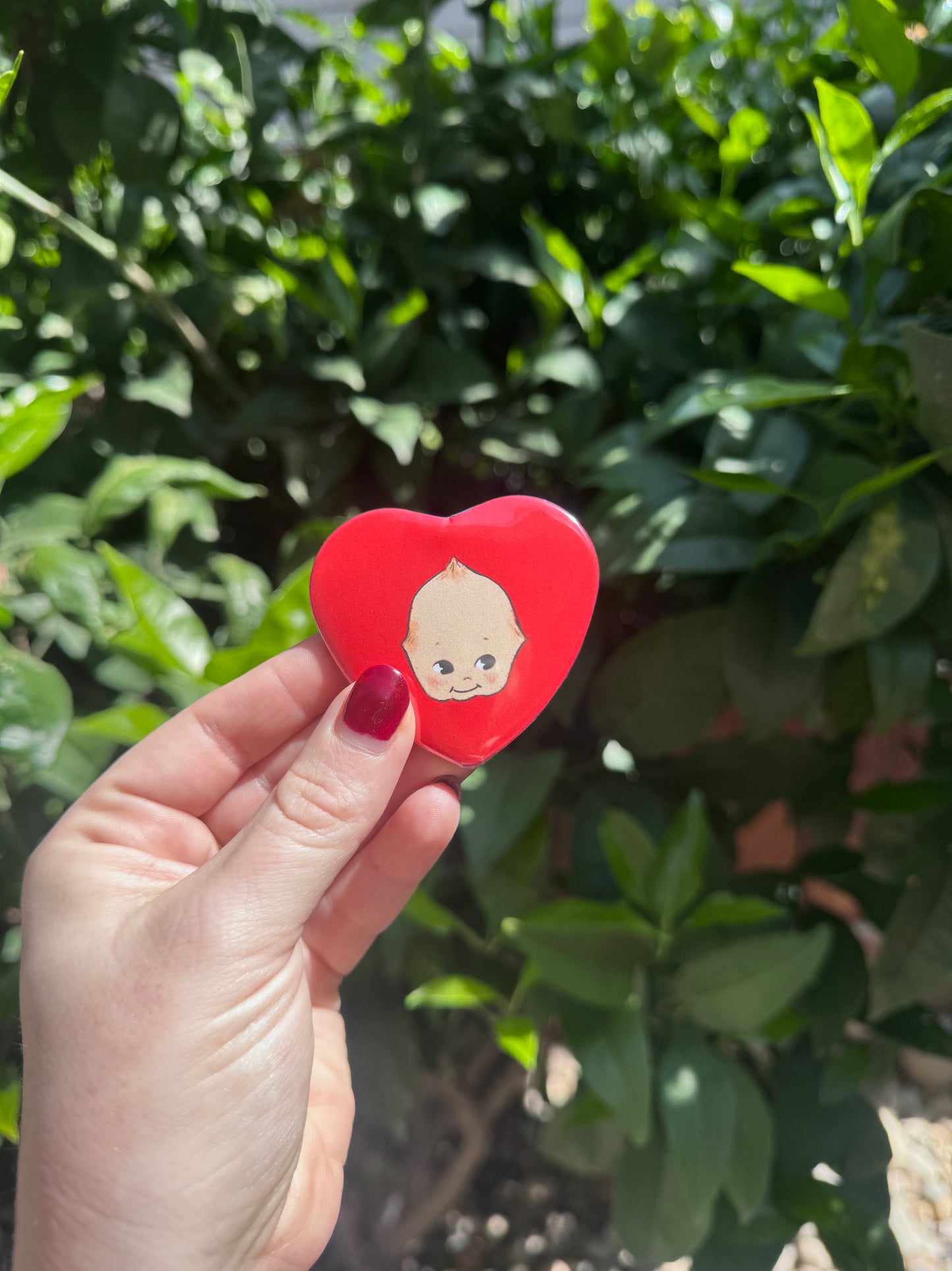 Red Cherub Heart Button