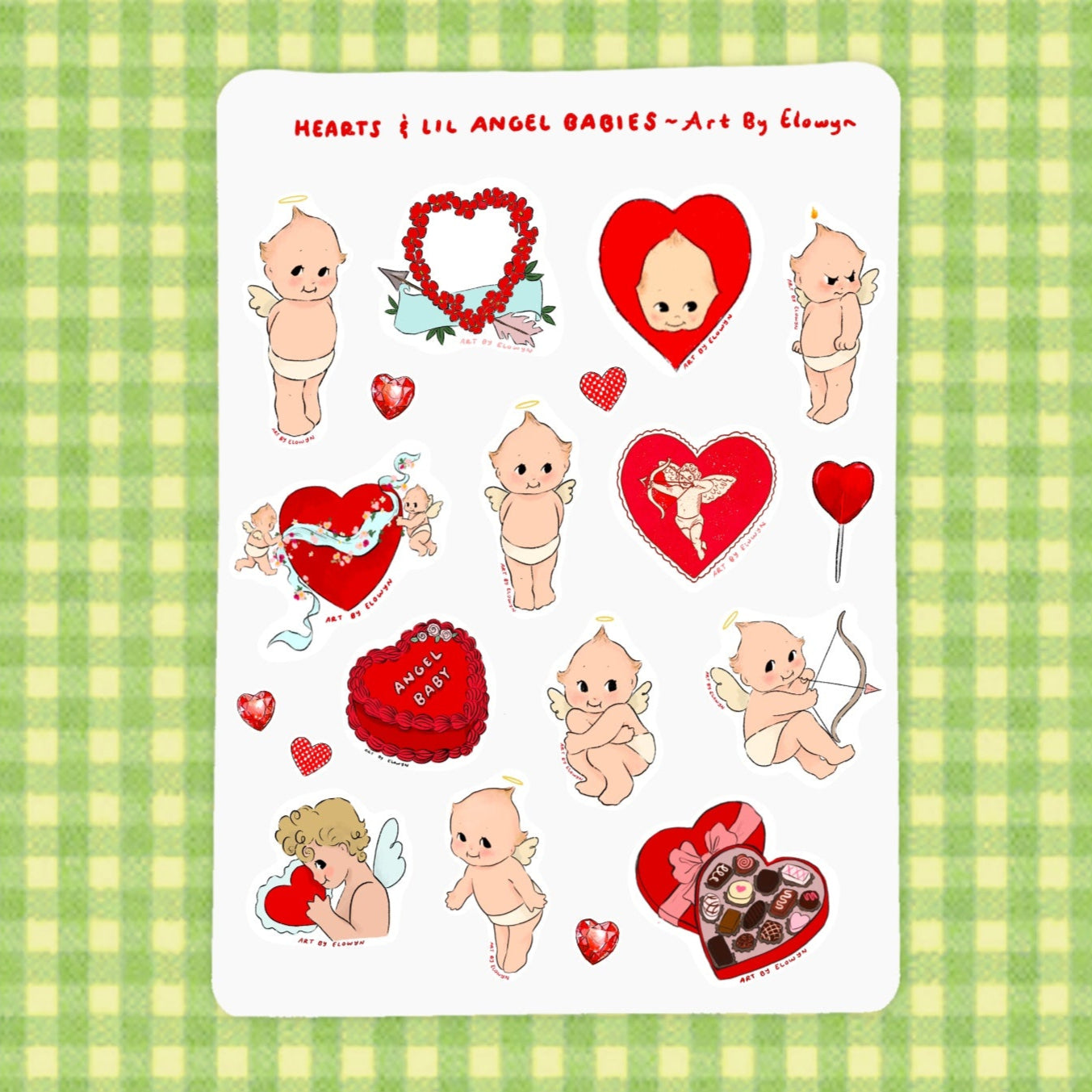 Hearts and Lil Angel Babies Sticker Sheet