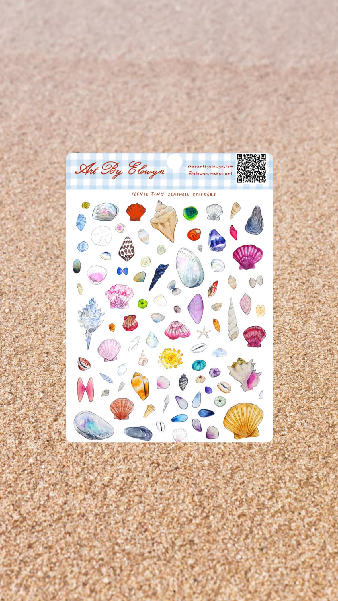 Teenie Tiny Seashell Stickers Sheet - 5x7 Sticker Sheet