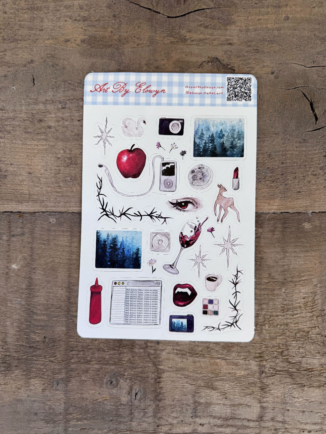 A product photo of Art By Elowyn's Vampire Sticker Sheet for fans of nostalgic vampire aesthetic.