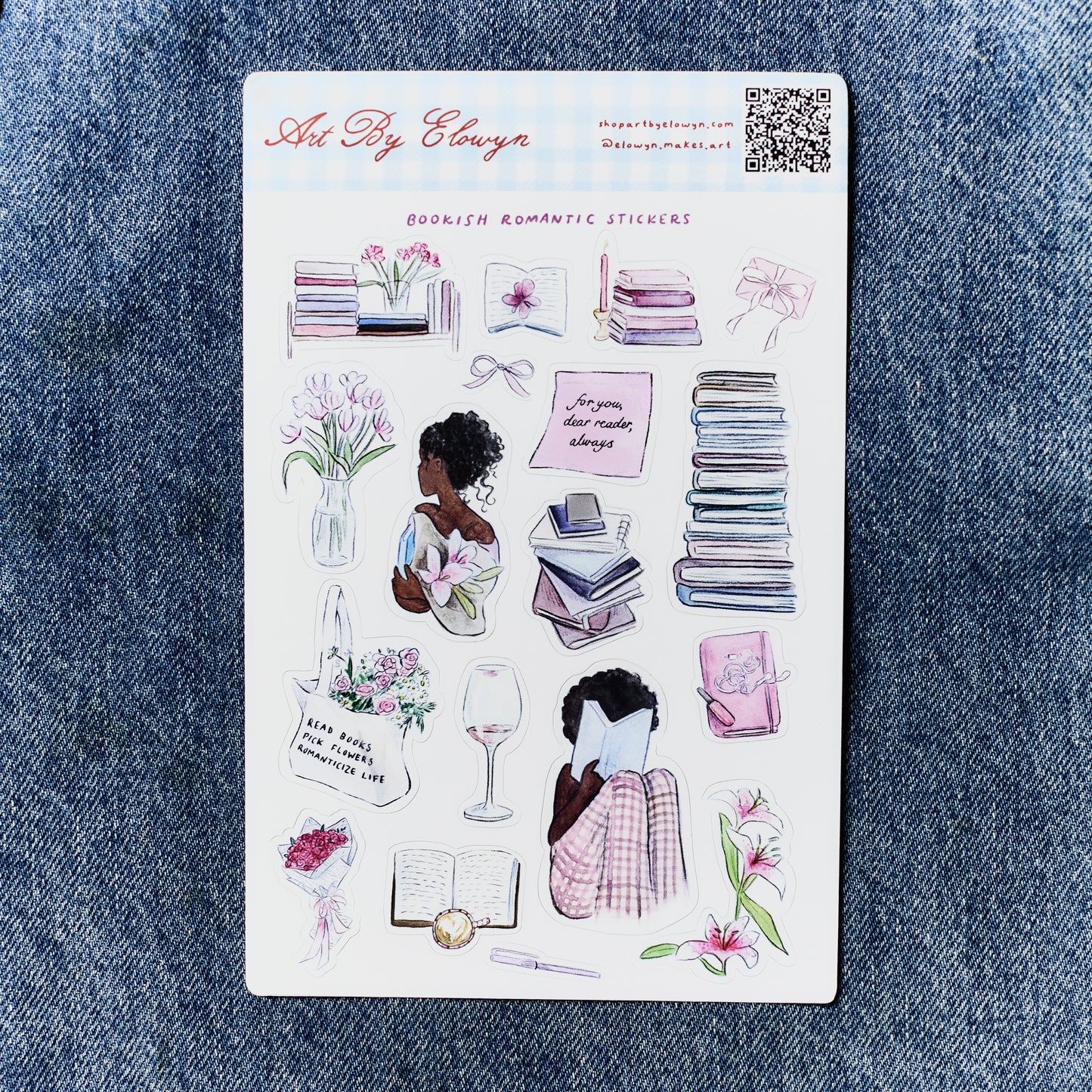 Bookish Romantic Sticker Sheet - Watercolor Stickers for Book Lovers