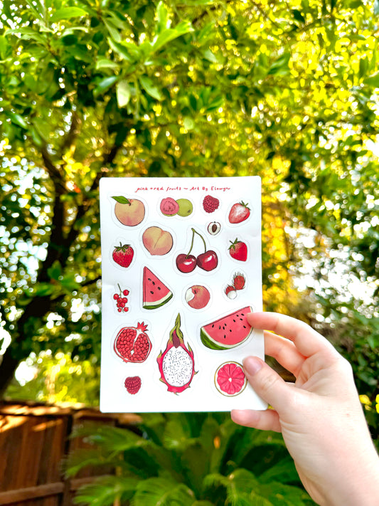 Red and Pink Fruits Sticker Sheet