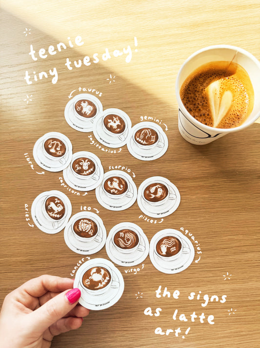 Mini Zodiac Latte Art Coffee Cup Stickers
