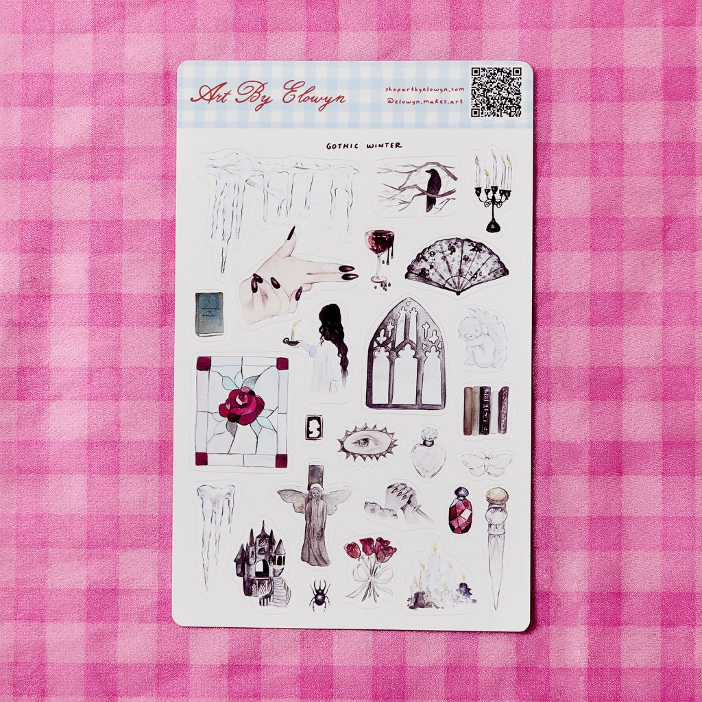 Gothic Winter Watercolor Sticker Sheet