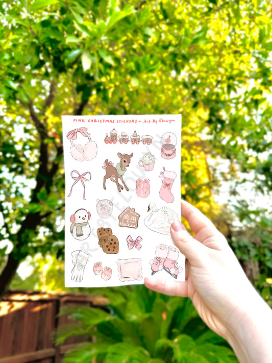 Pink Christmas Sticker Sheet