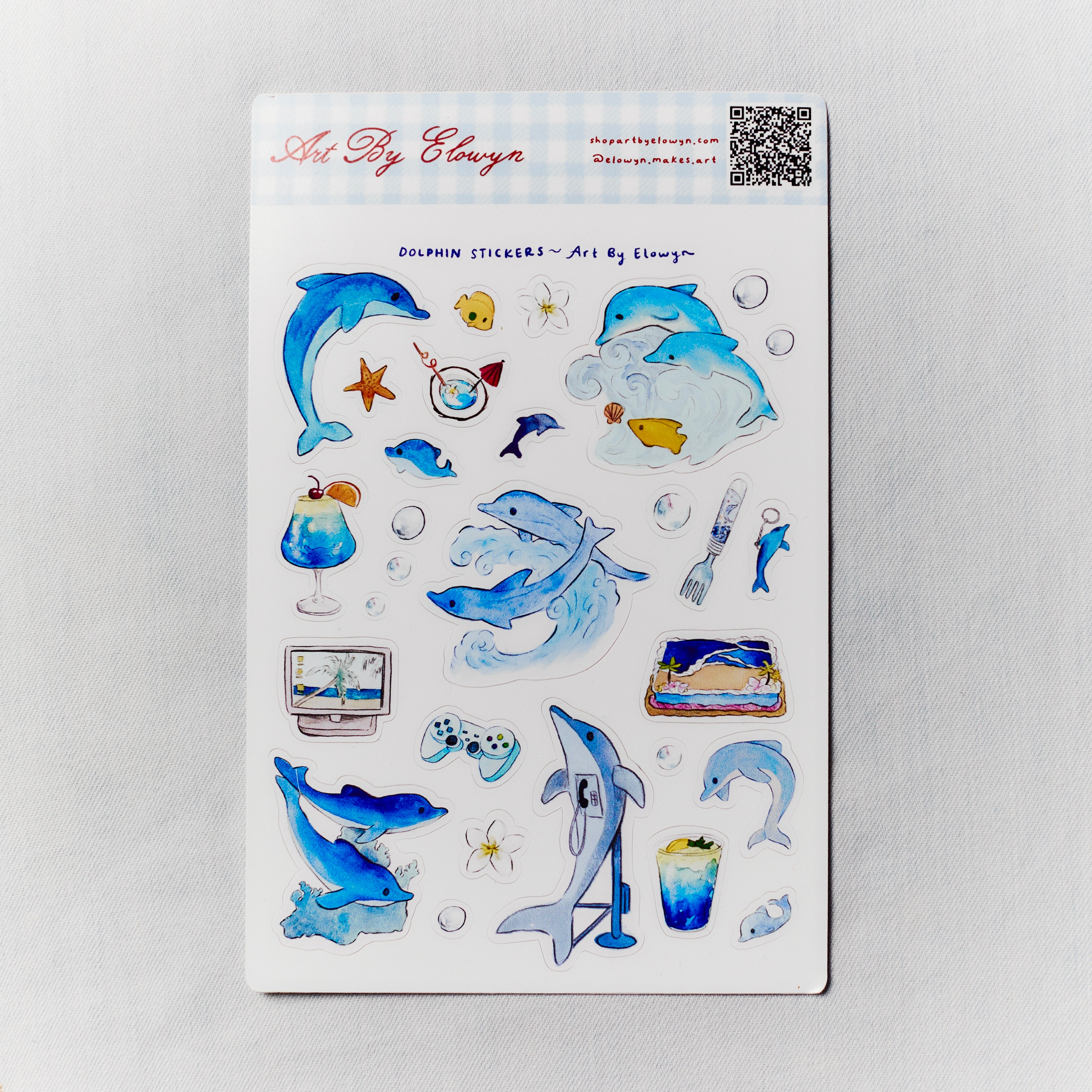 Dolphin Sticker Sheet – Art by Elowyn