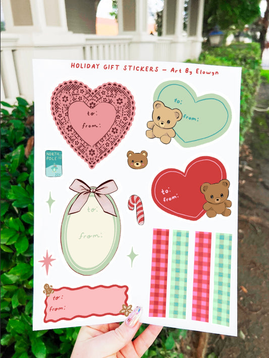 Christmas Gift Tags Sticker Sheet