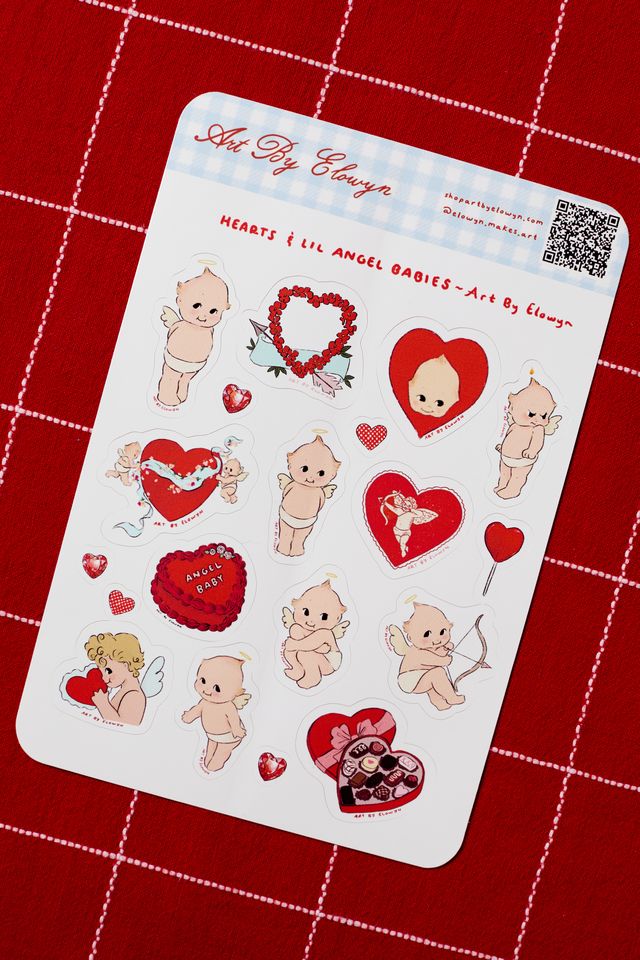 Hearts and Lil Angel Babies Sticker Sheet