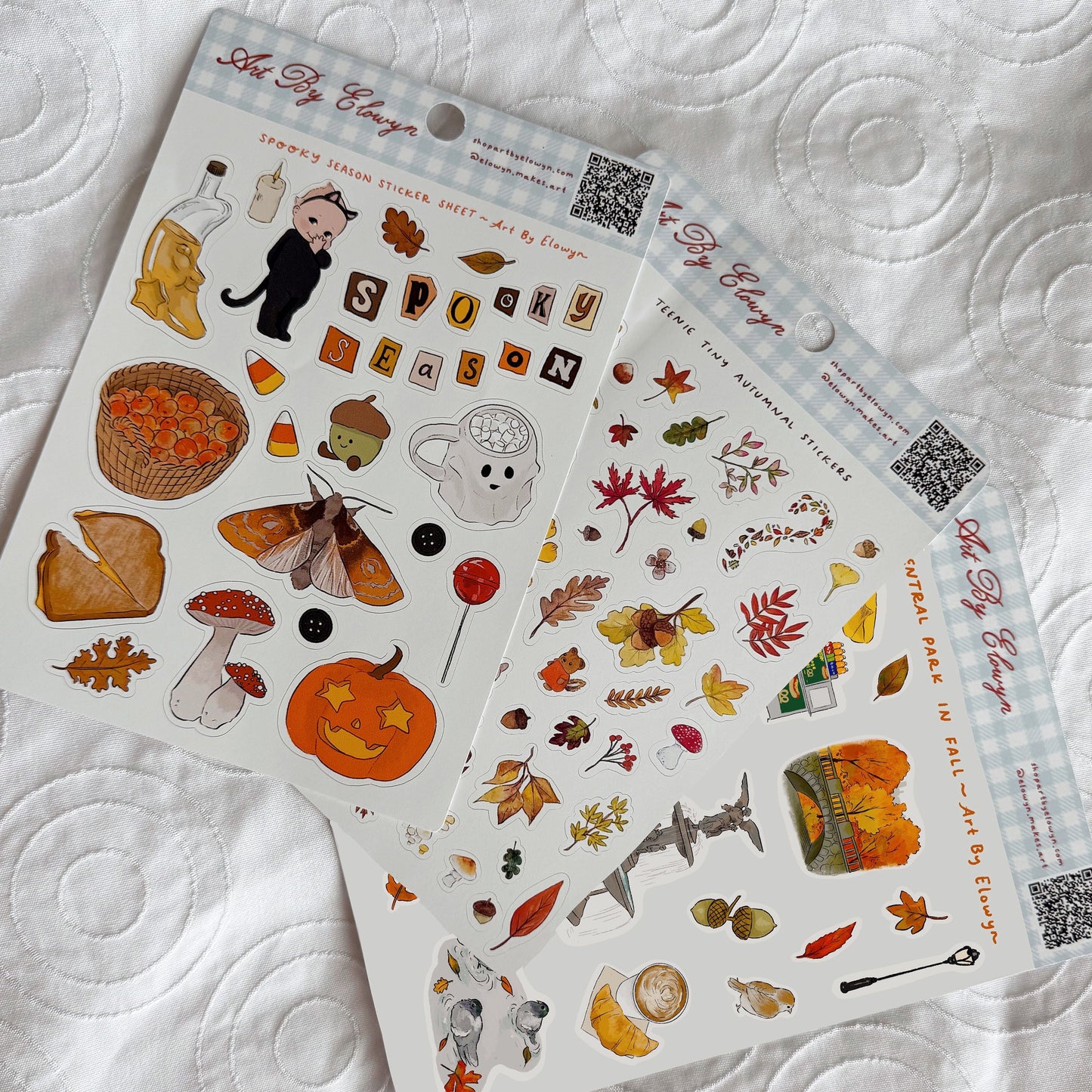 Three sticker sheets with cute fall designs