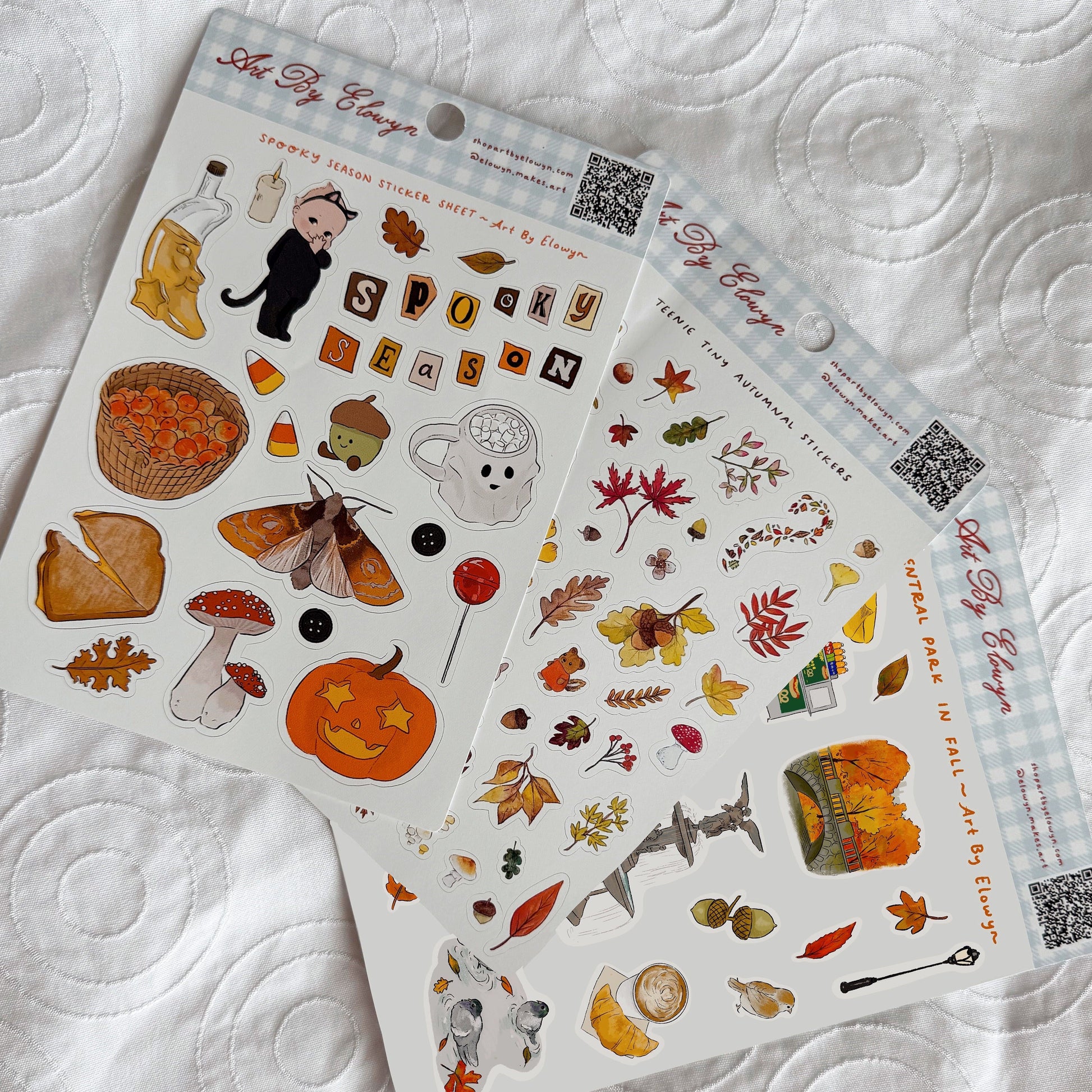 Three sticker sheets with cute fall designs