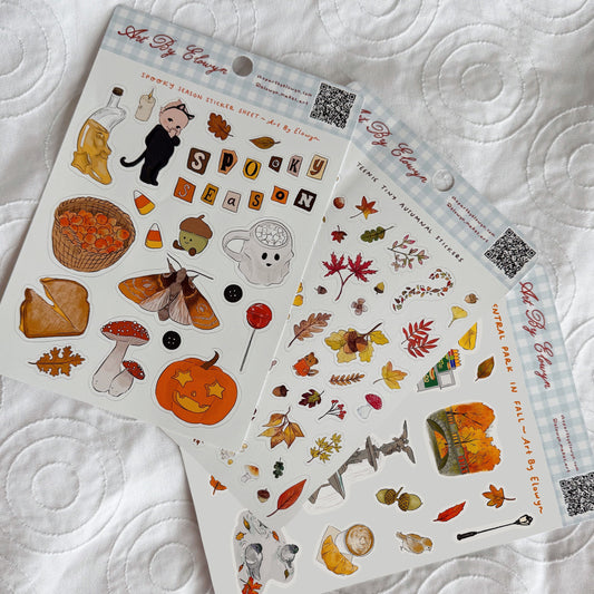 Three sticker sheets with cute fall designs