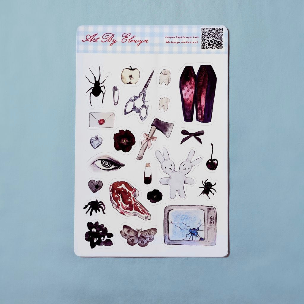 The Scary Watercolor Sticker Sheet