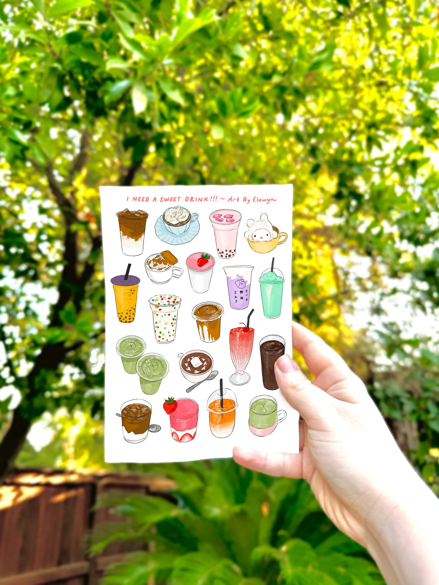 Sweet Drinks Sticker Sheet - 5x7 Sticker Sheet