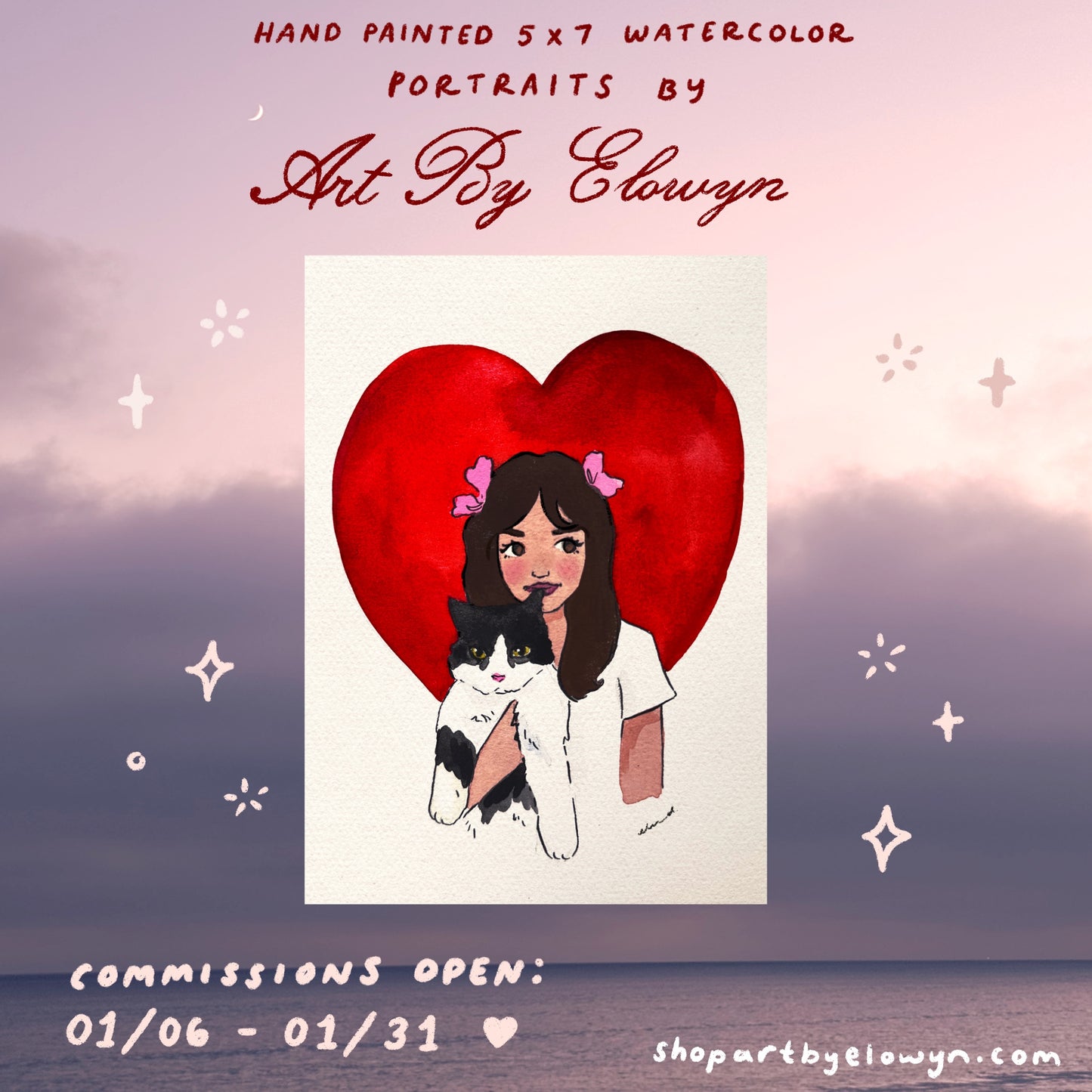 LIMITED AVAILABILITY - Valentine's Day 2026 - Watercolor Portrait