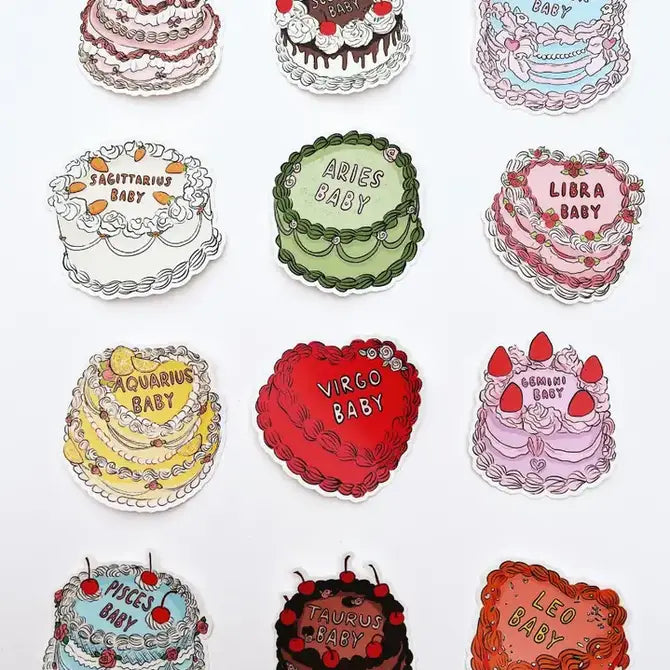 Zodiac Cakes Sticker Sheet Bundle - All 12 Astrology Sticker Designs