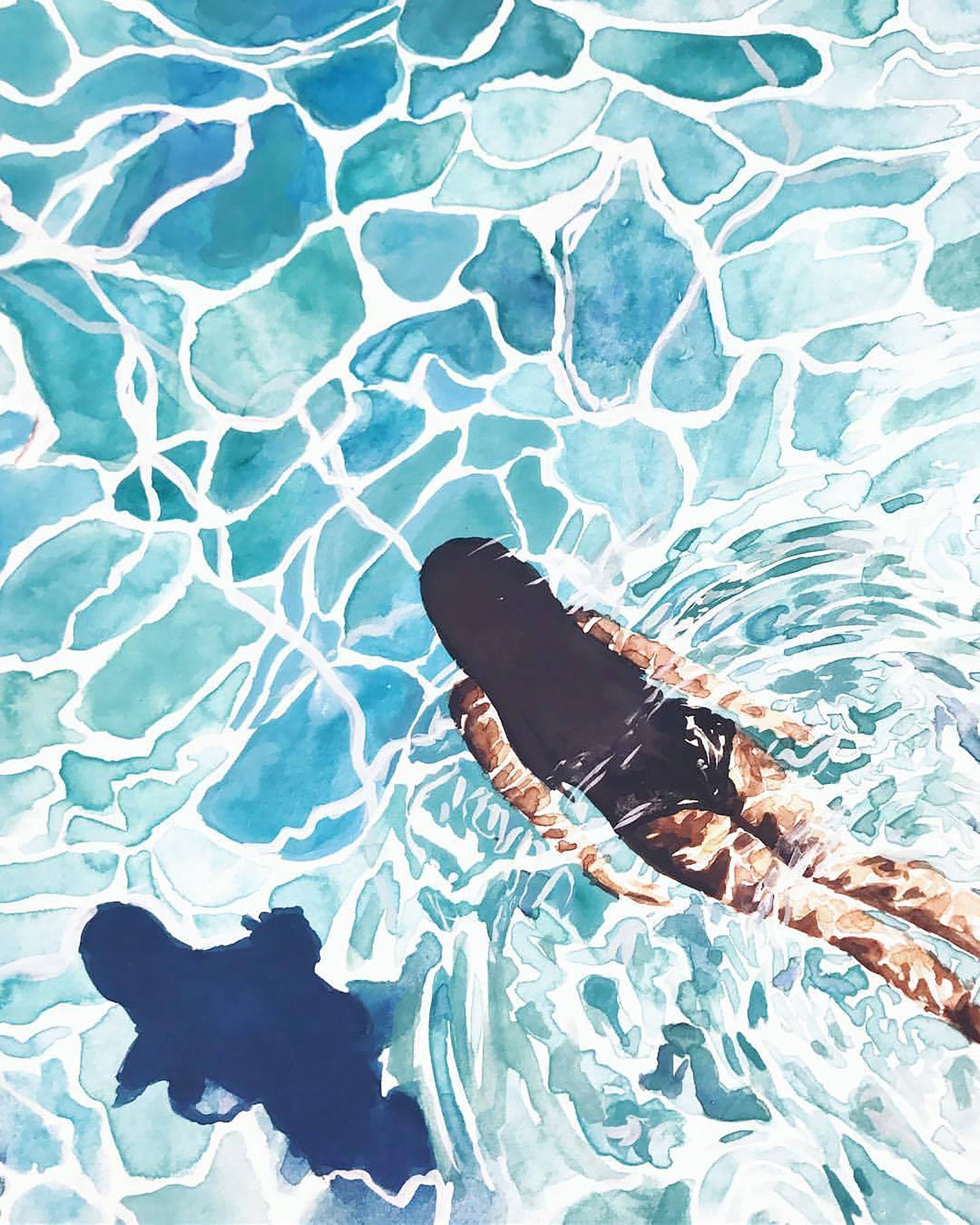 Swimming Pool Art Print | Swimming Art | Summer Art | Wall Art | Art Prints | Art Posters | Watercolor Print