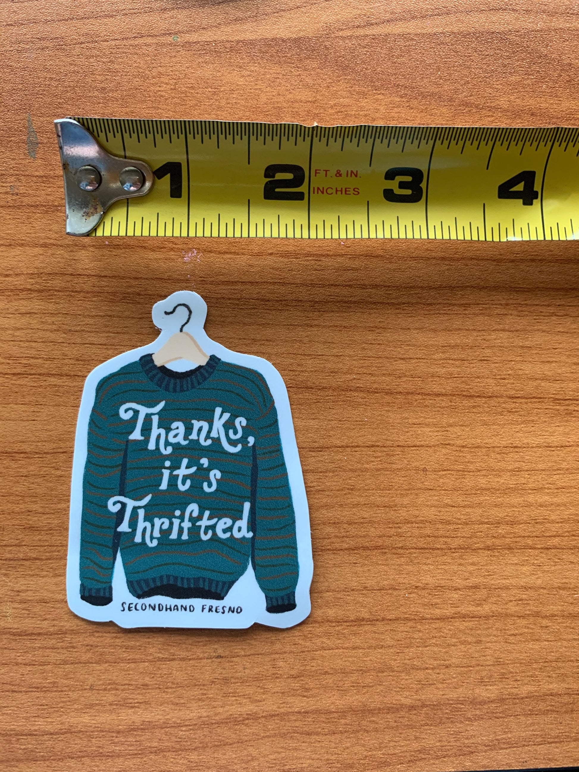 Thanks It’s Thrifted Sticker | Vintage Sticker | Sustainable Clothing Sticker | Waterproof Sticker | Stickers for Hydroflask