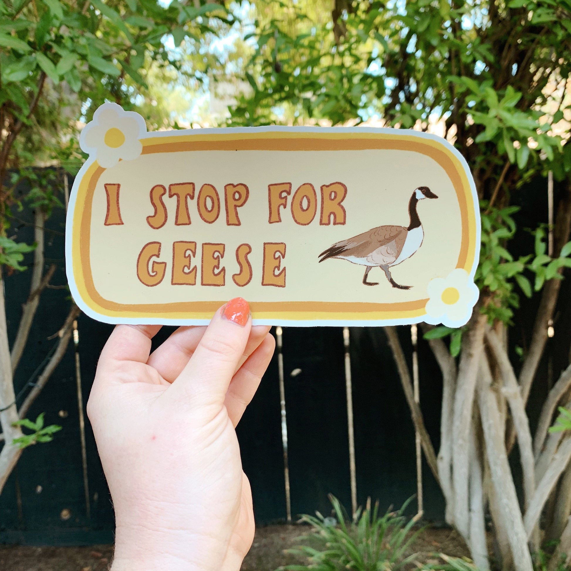 I Stop For Geese Bumper Sticker | Goose Sticker | Stickers for Car | Bumper Stickers | Waterproof Stickers | Stickers