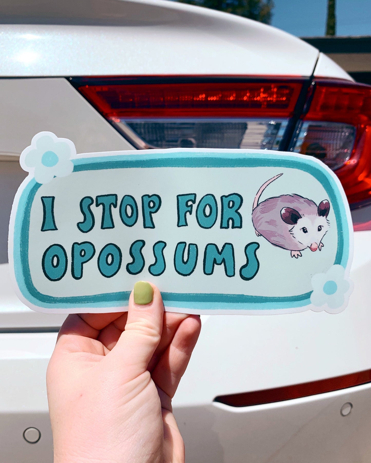 I Stop For Opossums Bumper Sticker | Possum Sticker | Stickers for Car | Bumper Stickers | Waterproof Stickers | Stickers