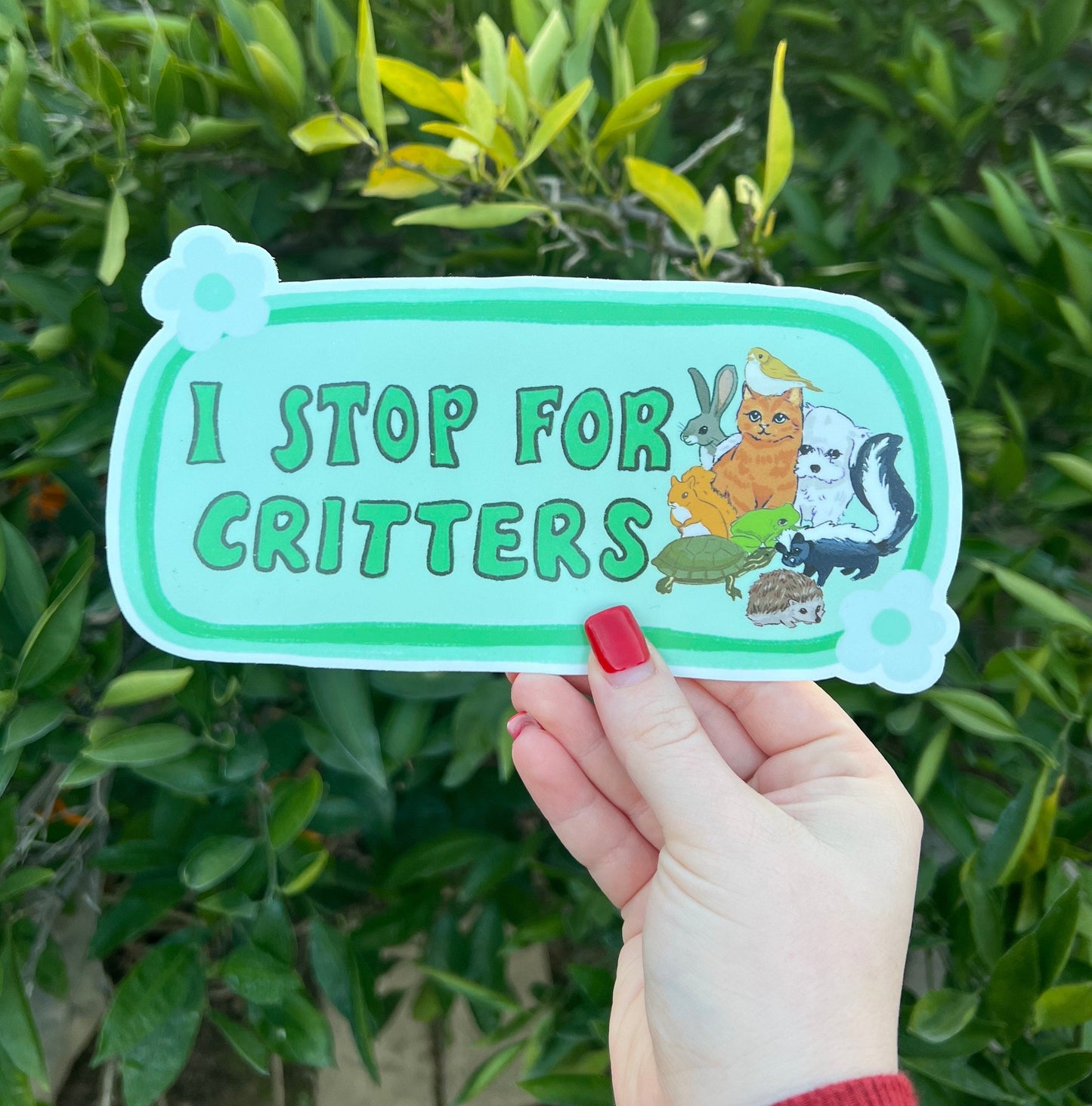 I Stop For Critters Bumper Sticker | Animal Lover Sticker | Stickers for Car | Bumper Stickers | Waterproof Stickers | Stickers