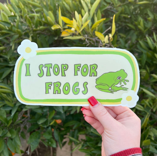 I Stop For Frogs Bumper Sticker | Frog Sticker | Stickers for Car | Bumper Stickers | Waterproof Stickers | Stickers