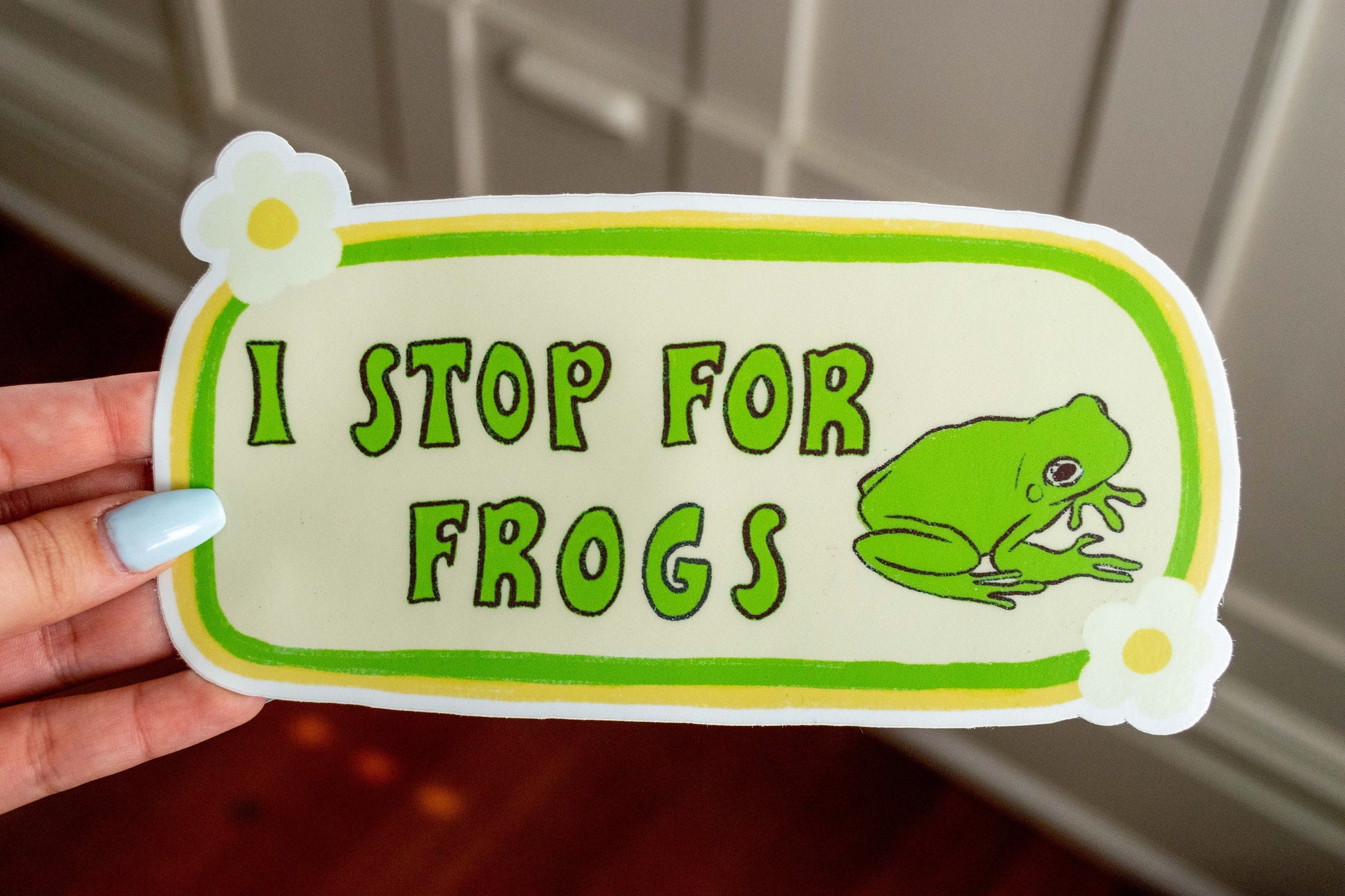 I Stop For Frogs Bumper Sticker | Frog Sticker | Stickers for Car | Bumper Stickers | Waterproof Stickers | Stickers