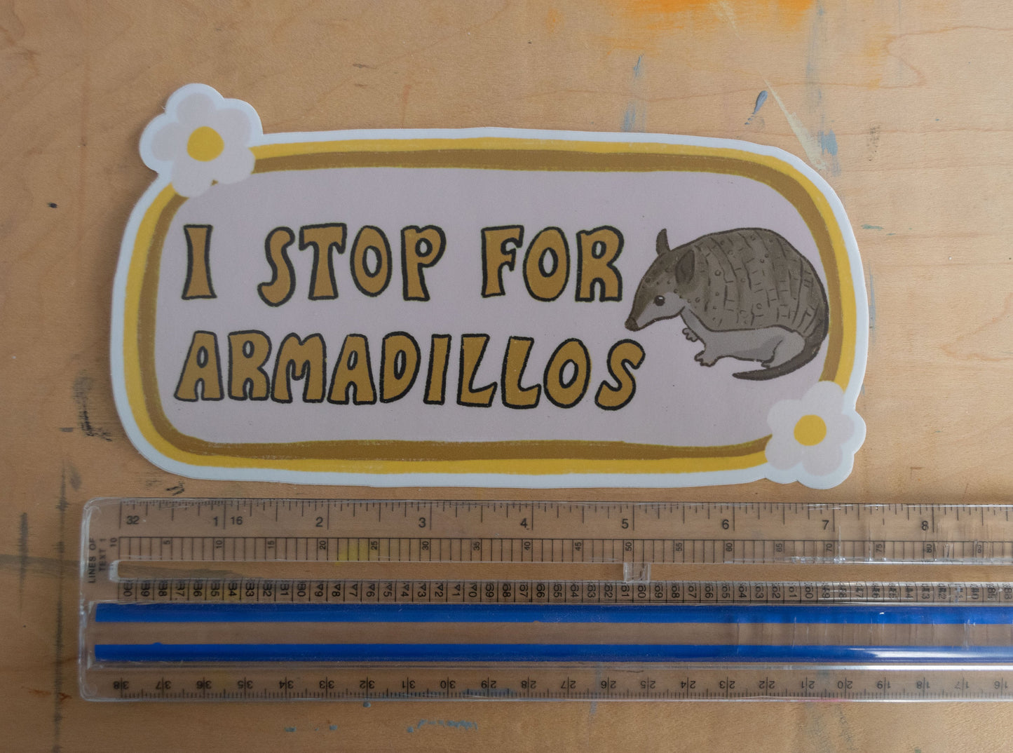 I Stop For Armadillos Bumper Sticker | Armadillo Sticker | Stickers for Car | Bumper Stickers | Waterproof Stickers | Stickers