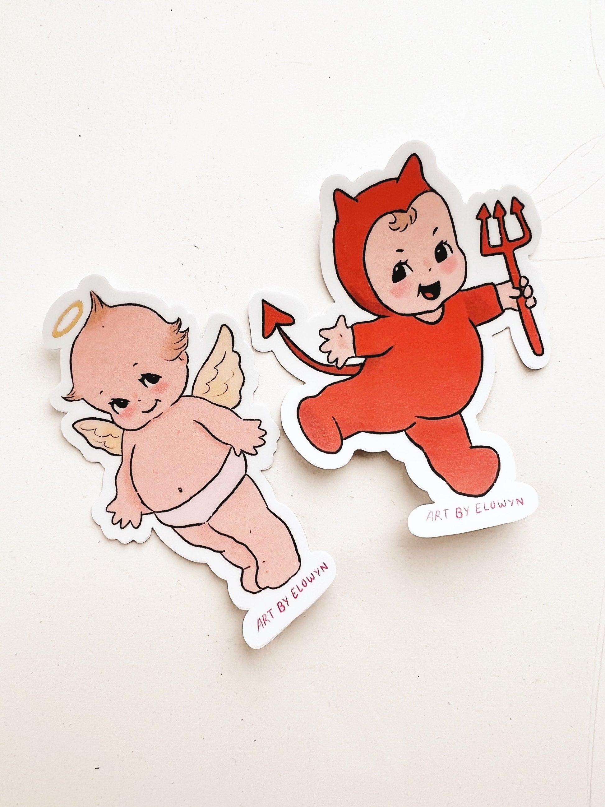 Angel and Devil Sticker | Waterproof Sticker | Laptop Stickers | Stickers for Hydroflask | Kewpie Sticker