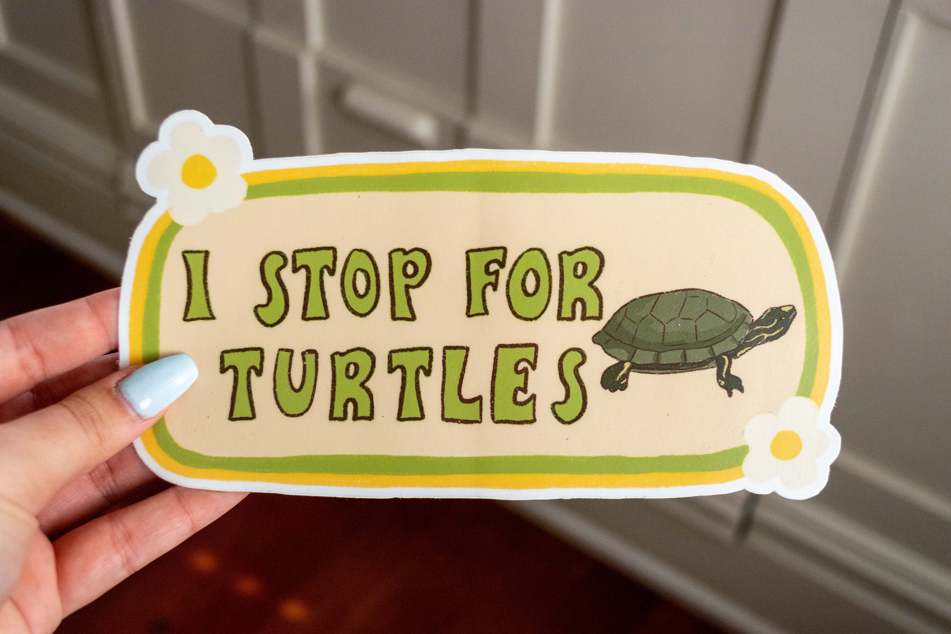 I Stop For Turtles Bumper Sticker | Turtle Sticker | Stickers for Car | Bumper Stickers | Waterproof Stickers | Stickers