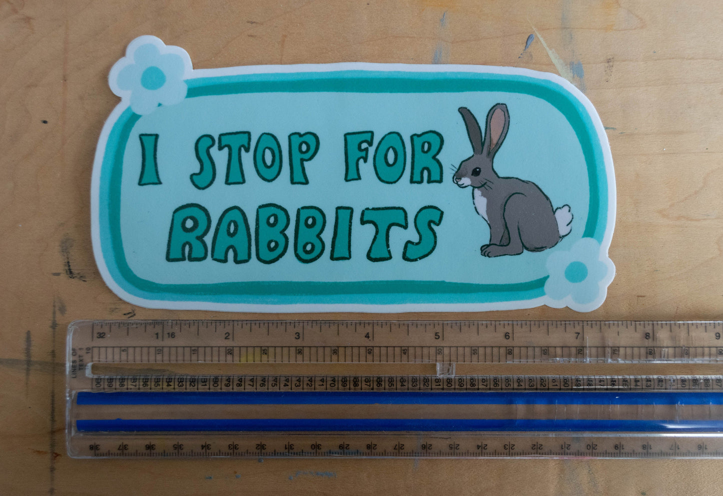 I Stop For Rabbits Bumper Sticker | Rabbit Sticker | Stickers for Car | Bumper Stickers | Waterproof Stickers | Stickers