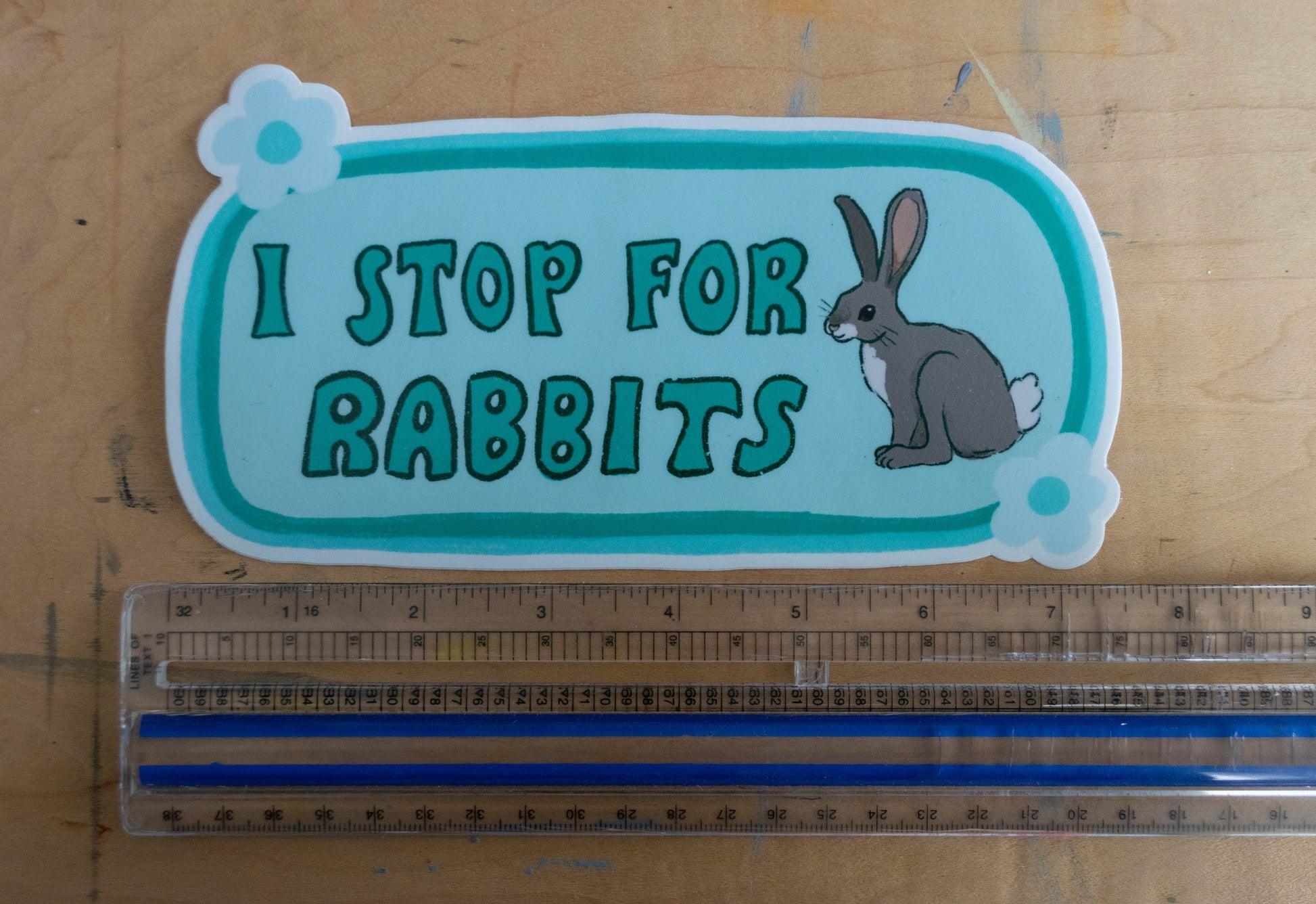 I Stop For Rabbits Bumper Sticker | Rabbit Sticker | Stickers for Car | Bumper Stickers | Waterproof Stickers | Stickers