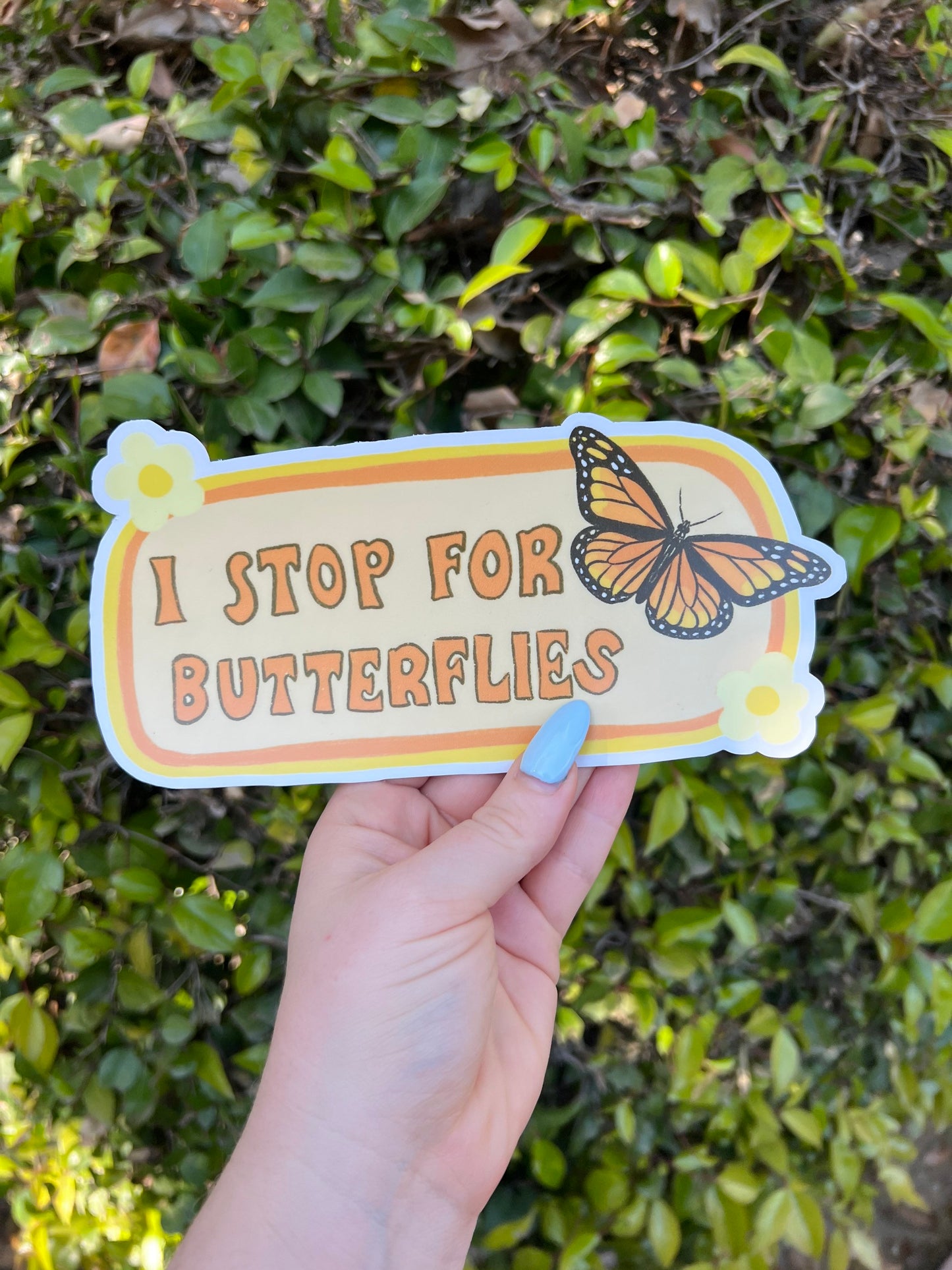 I Stop For Butterflies Bumper Sticker | Monarch Butterfly Sticker | Stickers for Car | Bumper Stickers | Waterproof Stickers | Stickers