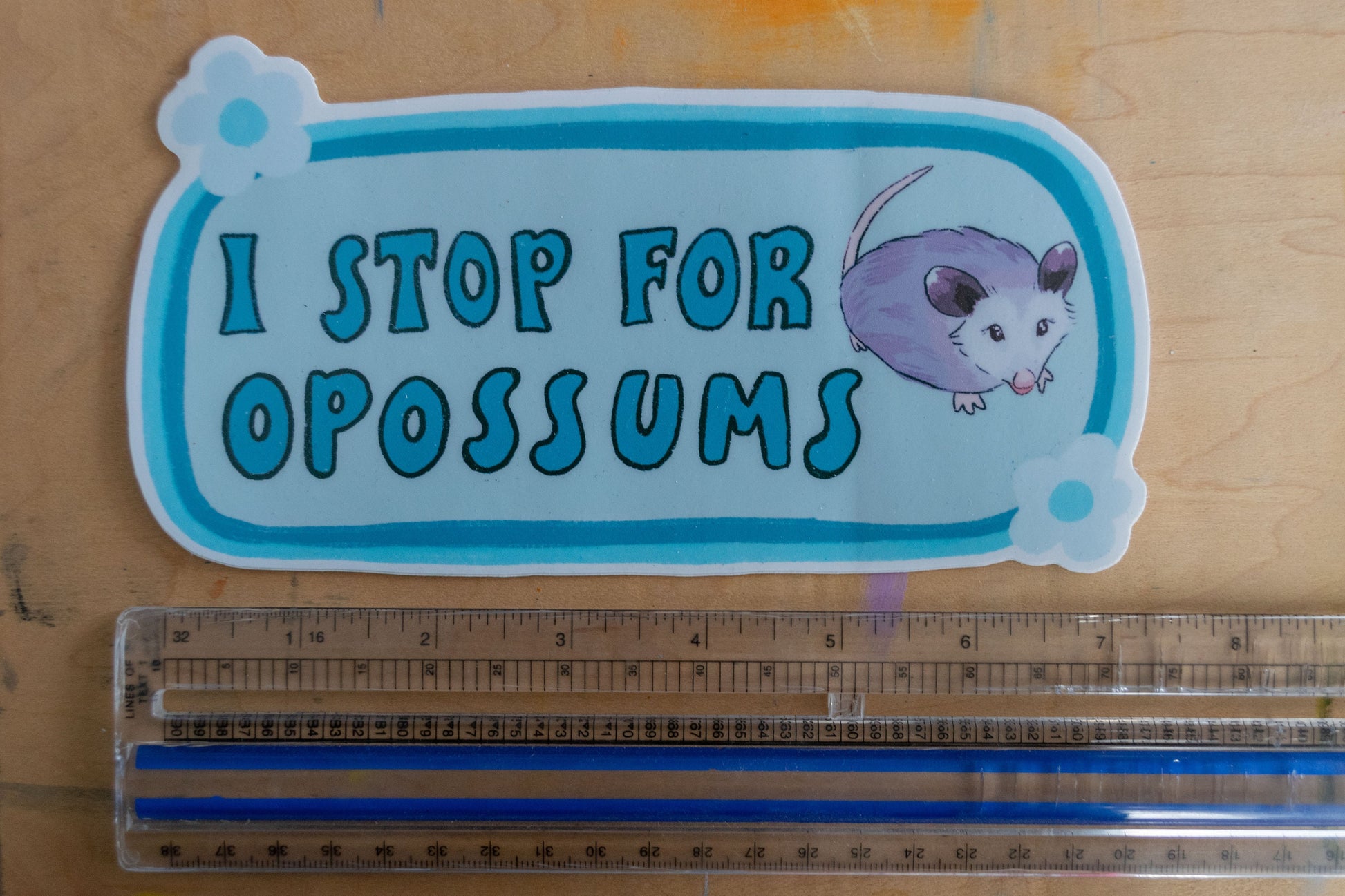 I Stop For Opossums Bumper Sticker | Possum Sticker | Stickers for Car | Bumper Stickers | Waterproof Stickers | Stickers