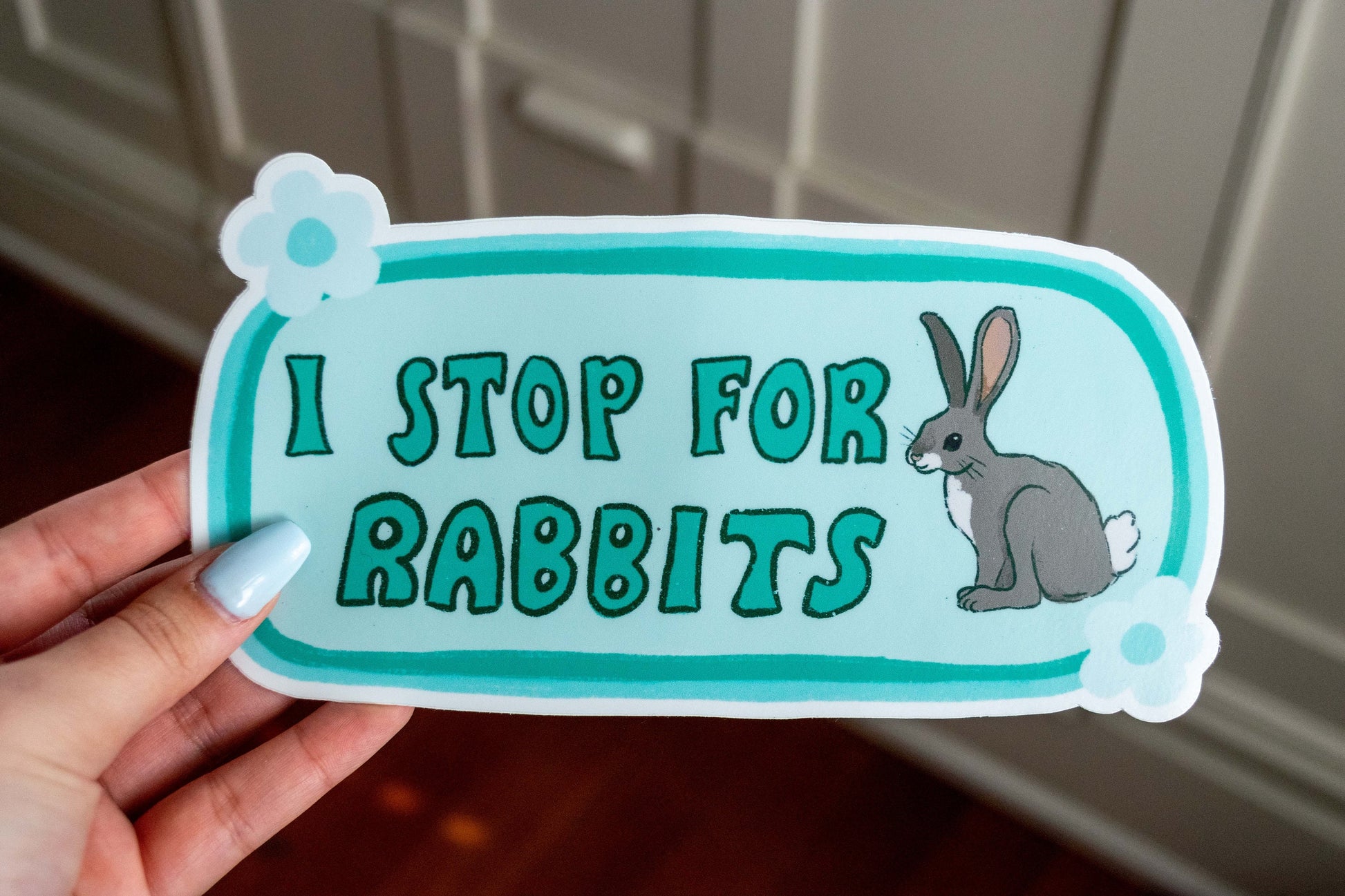 I Stop For Rabbits Bumper Sticker | Rabbit Sticker | Stickers for Car | Bumper Stickers | Waterproof Stickers | Stickers