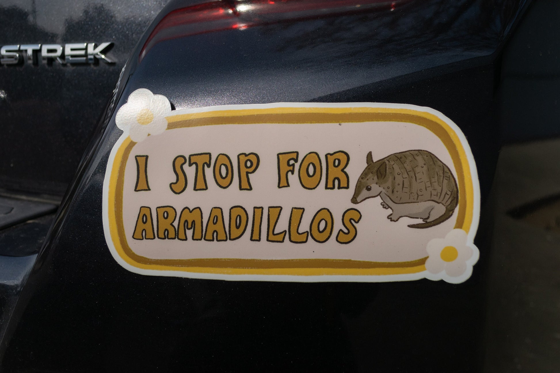 I Stop For Armadillos Bumper Sticker | Armadillo Sticker | Stickers for Car | Bumper Stickers | Waterproof Stickers | Stickers