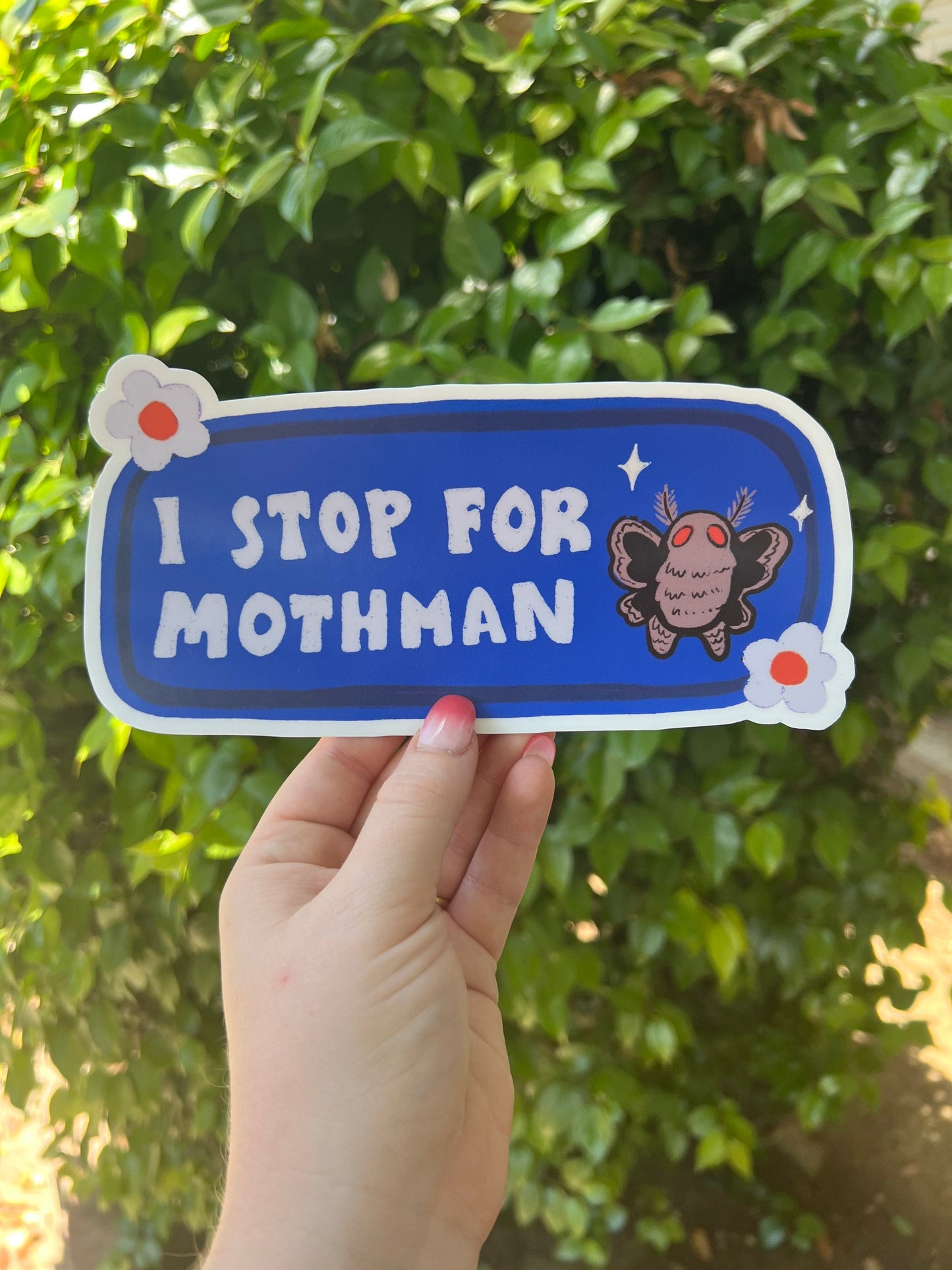 I Stop for Mothman Bumper Sticker | Cryptid Bumper Sticker | Stickers for Car | Cryptids