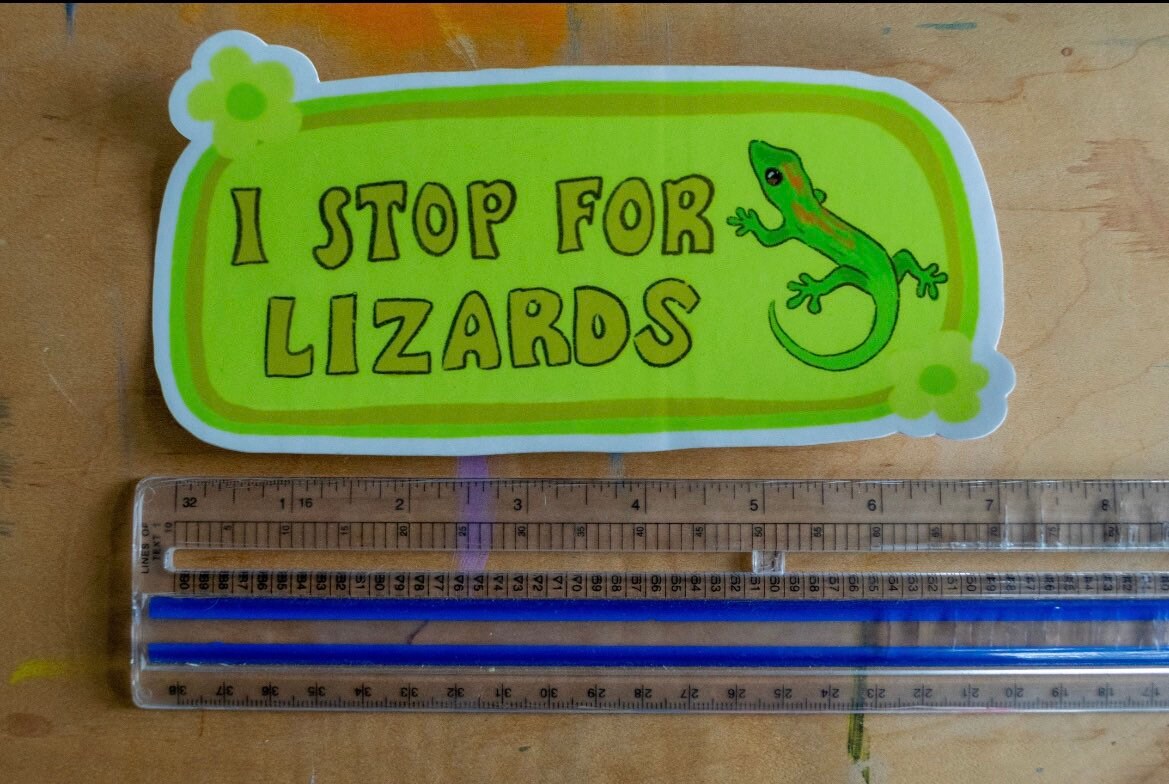 I Stop For Lizards Bumper Sticker | Lizard Sticker | Stickers for Car | Bumper Stickers | Waterproof Stickers | Stickers