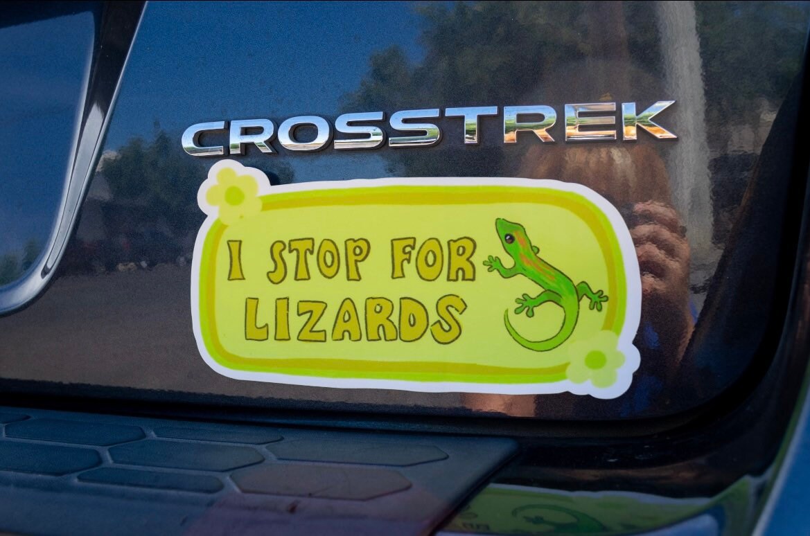 I Stop For Lizards Bumper Sticker | Lizard Sticker | Stickers for Car | Bumper Stickers | Waterproof Stickers | Stickers