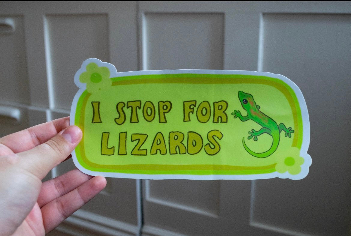 I Stop For Lizards Bumper Sticker | Lizard Sticker | Stickers for Car | Bumper Stickers | Waterproof Stickers | Stickers