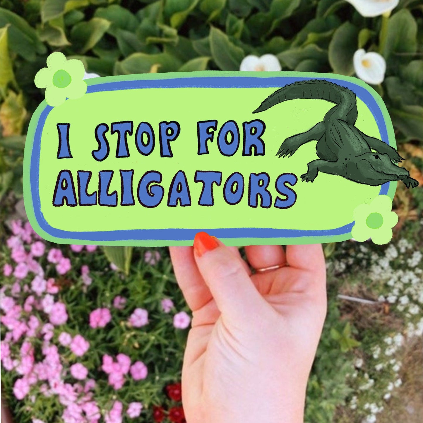 I Stop For Alligators Bumper Sticker | Funny Florida Sticker | Stickers for Car | Bumper Stickers | Waterproof Stickers | Stickers