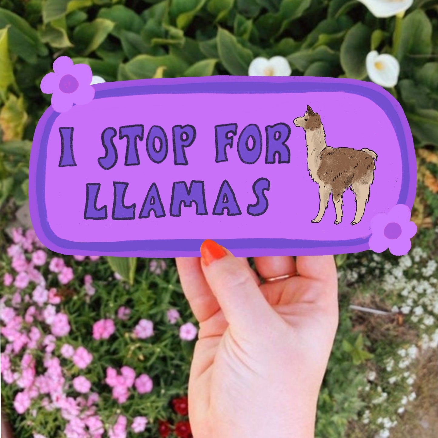 I Stop For Llamas Bumper Sticker | Funny Llama Sticker | Stickers for Car | Bumper Stickers | Waterproof Stickers | Stickers