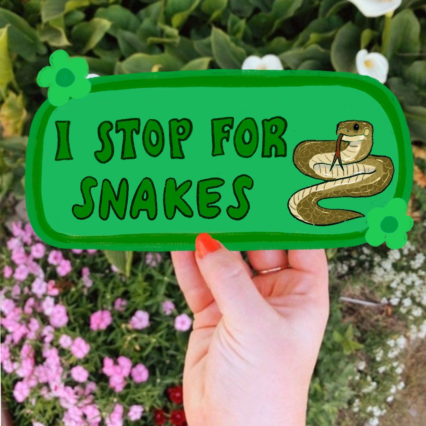 I Stop For Snakes Bumper Sticker | Funny Snake Sticker | Stickers for Car | Bumper Stickers | Waterproof Stickers | Stickers