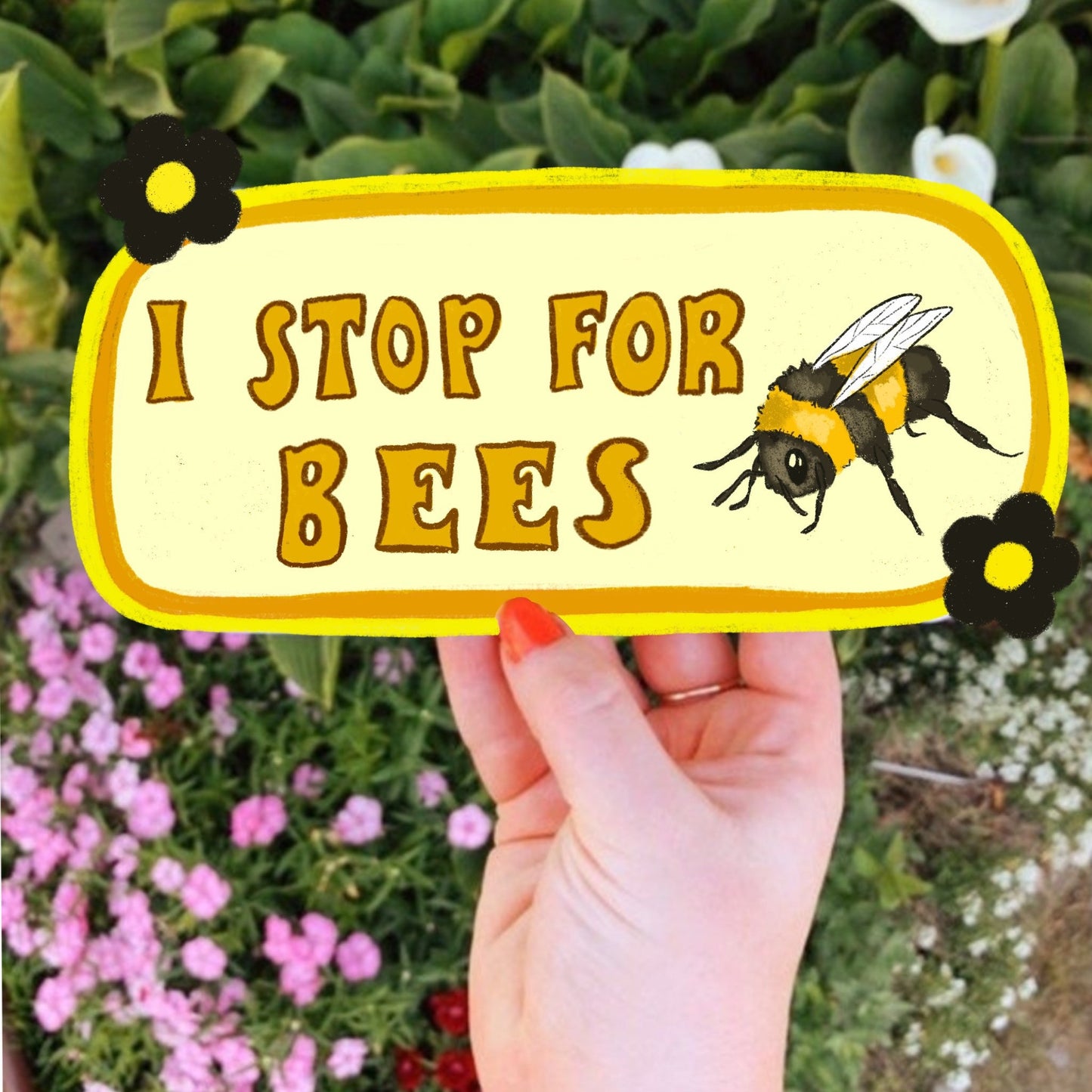 I Stop For Bees Bumper Sticker | Honey Bees Sticker | Stickers for Car | Bumper Stickers | Waterproof Stickers | Stickers