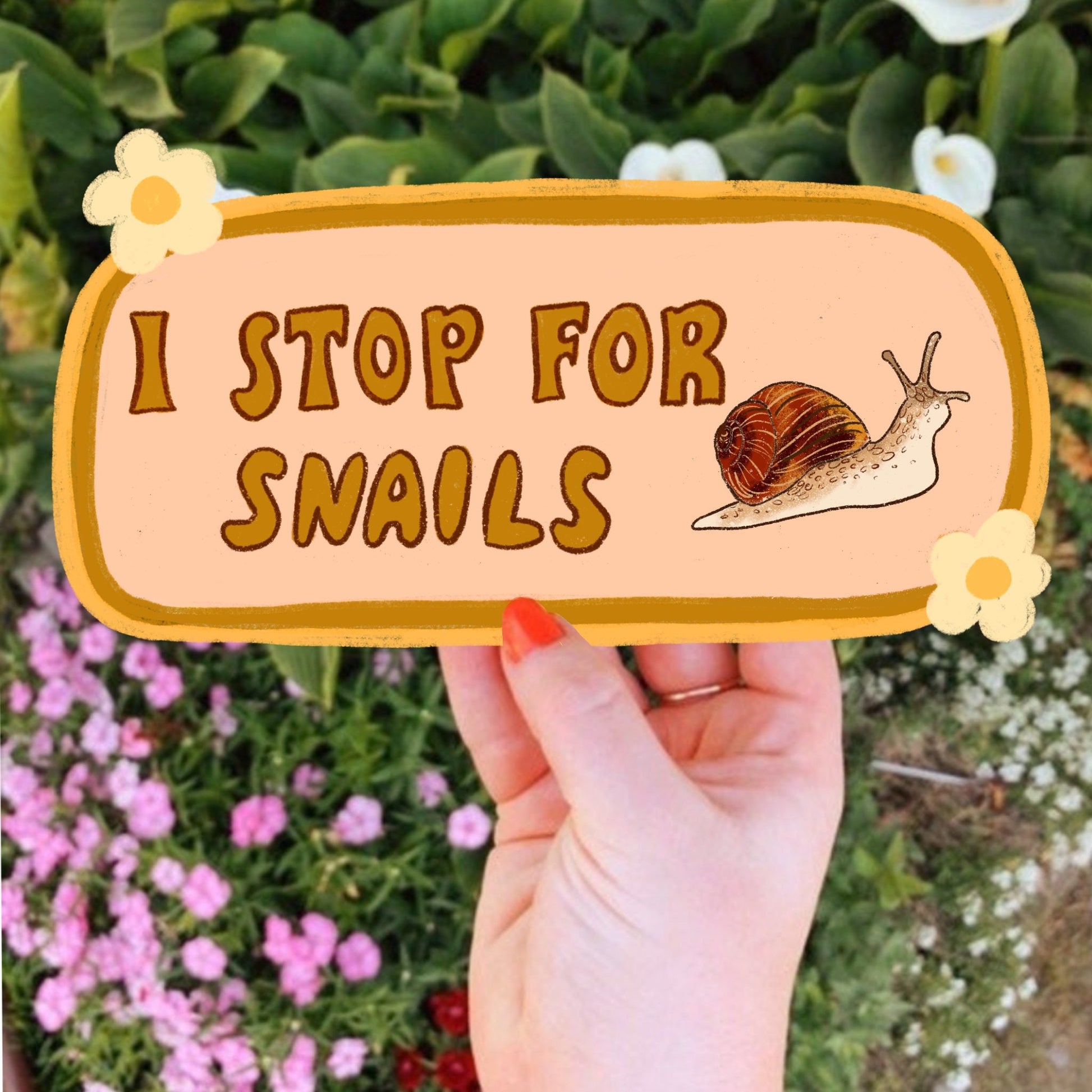 I Stop For Snails Bumper Sticker | Funny Snail Sticker | Stickers for Car | Bumper Stickers | Waterproof Stickers | Stickers