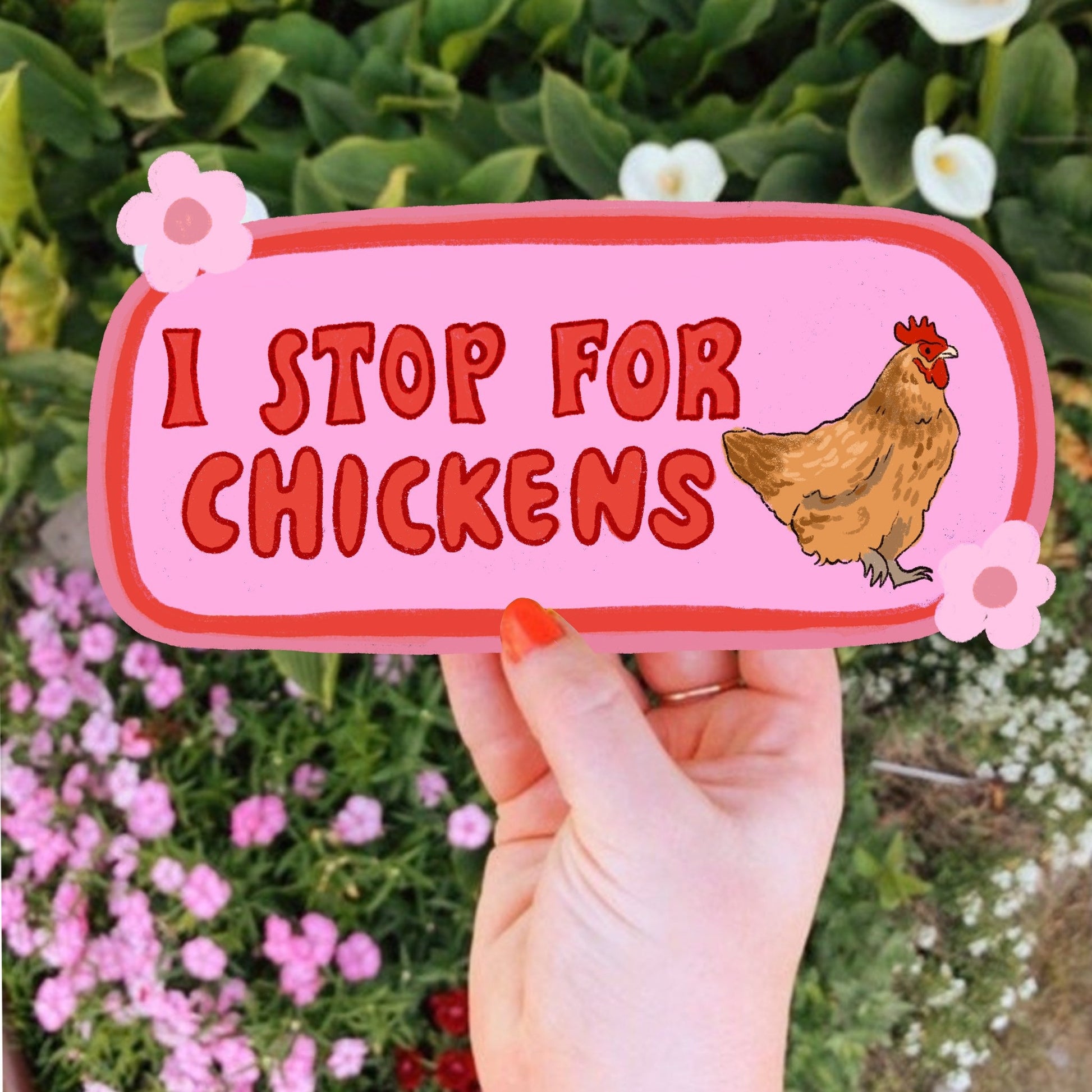 I Stop For Chickens Bumper Sticker | Chicken Sticker | Stickers for Car | Bumper Stickers | Waterproof Stickers | Stickers