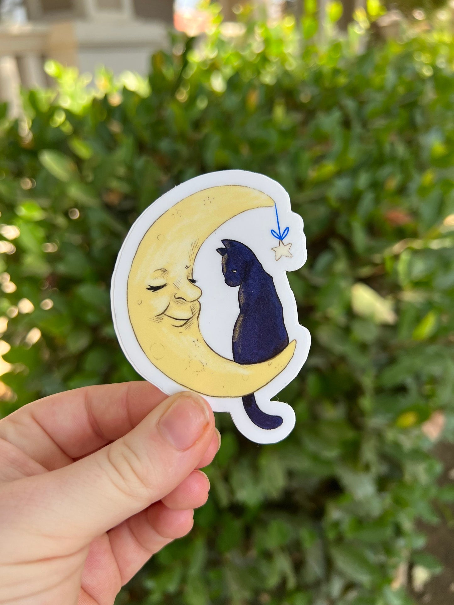 Halloween Moon and Cat Sticker | Stickers for Hydroflask | Laptop Stickers | Waterproof Stickers | Spooky Season Stickers