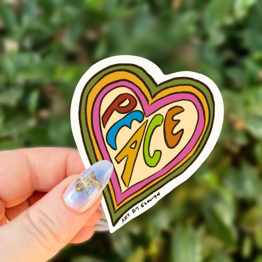 Peace Heart Sticker | Love Peace Sticker | Sticker | Waterproof Sticker | Stickers for Hydroflask