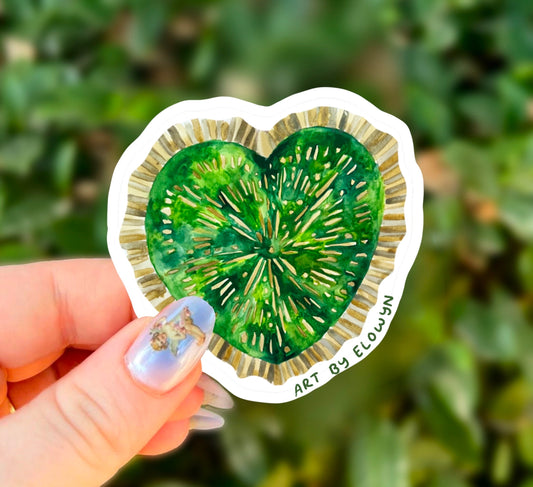 Christmas Green Heart Sticker | Holiday Day Sticker | Sacred Heart Sticker | Waterproof Sticker | Stickers for Hydroflask