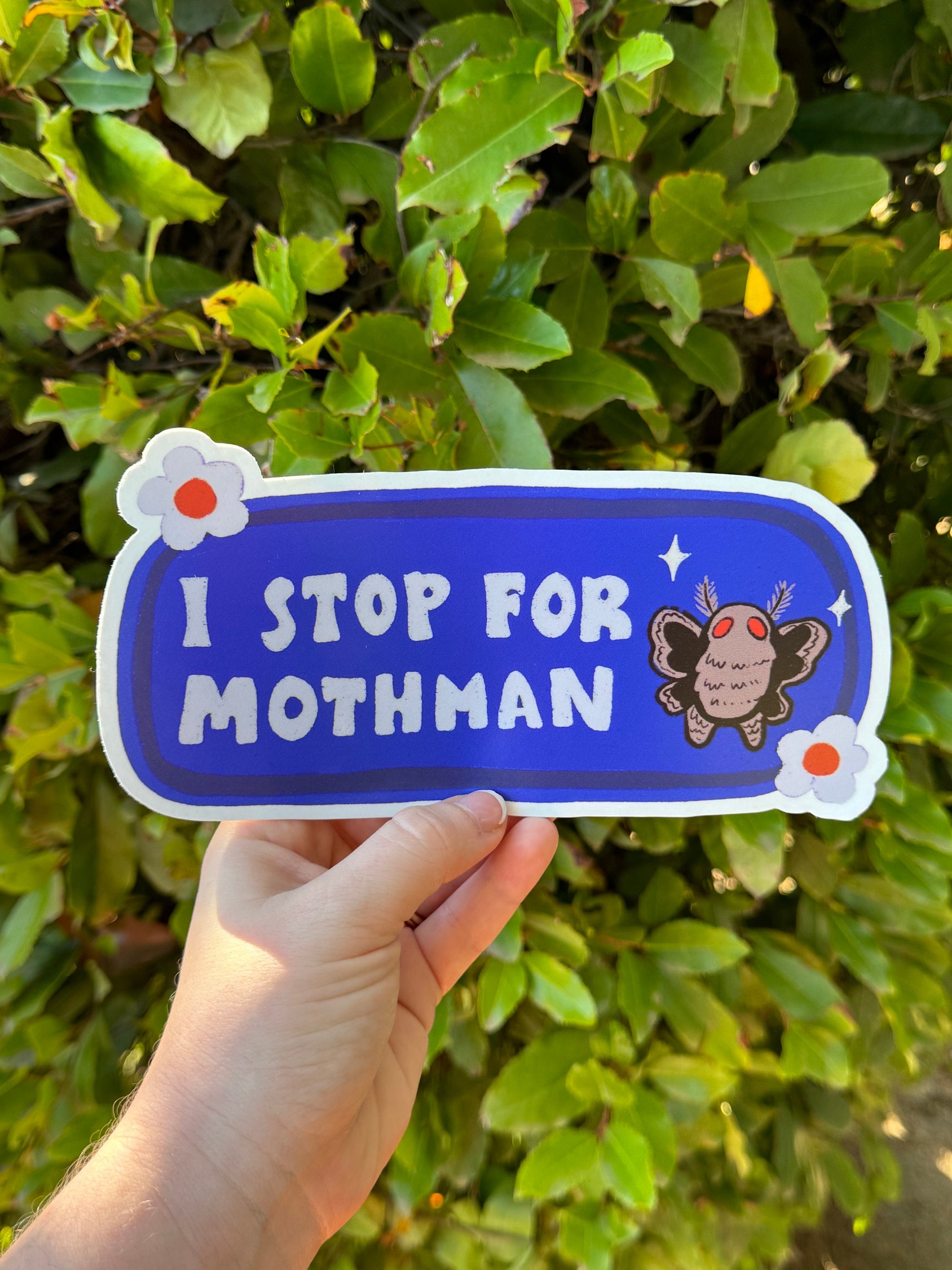 I Stop for Mothman Bumper Sticker | Cryptid Bumper Sticker | Stickers for Car | Cryptids